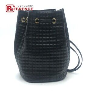 Celine Charm Drawstring Backpack Black Leather